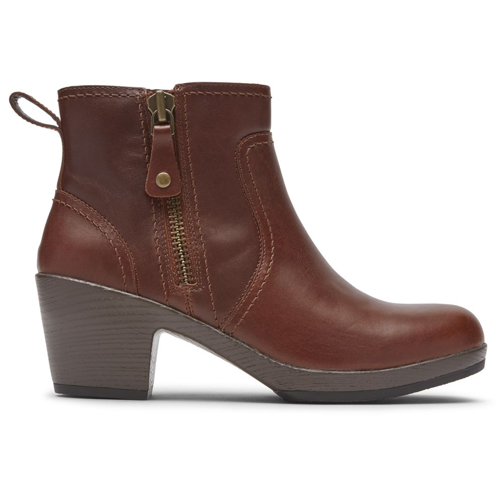 Rockport Cobb Hill Presley Zipper - Womens Ankle Boots - Brown - NZ (FMP-598746)